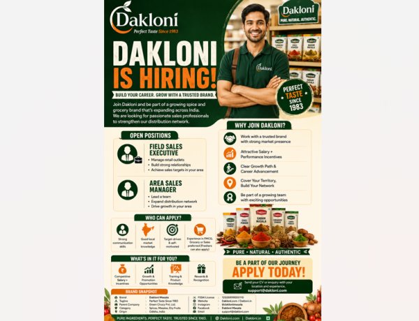 Dakloni Is Hiring: Sales Roles Open Across a Growing Spice and Grocery Brand
